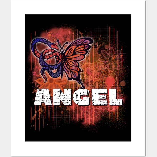 Angel gothic girl fairy grunge design Wall Art by Quirky And Funny Animals